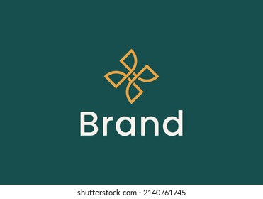 Luxury Elegant Jasmine Flower Logo Linear Line Art Monogram Style. Flower Symbol. Beauty, Spa, Salon, Cosmetics Or Boutique Logo And More Business.
