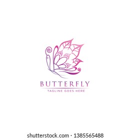 Luxury ,elegant leaf and butterfly shapes logo - Vector logo template