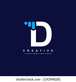 luxury and elegant letter D logo template. D icon with blue bubble element. creative lettering illustration. vector design D. suitable for business, company, technology, product, etc
