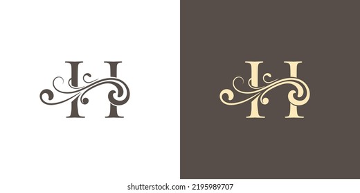 Diseño del logotipo de texto de la letra H de lujo y elegante