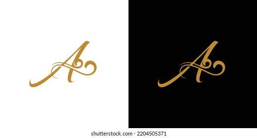 Luxury and elegant letter A initials text logo design