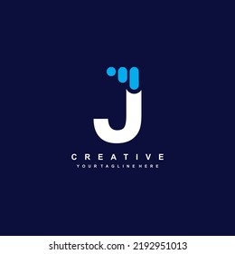 luxury and elegant letter J logo template. J icon with blue bubble element. creative lettering illustration. vector design J. suitable for business, company, technology, product, etc