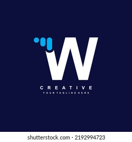 luxury and elegant letter W logo template. W icon with blue bubble element. creative lettering illustration. vector design W. suitable for business, company, technology, product, etc