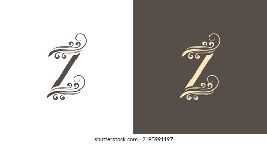 Luxury and elegant letter Z initials text logo design