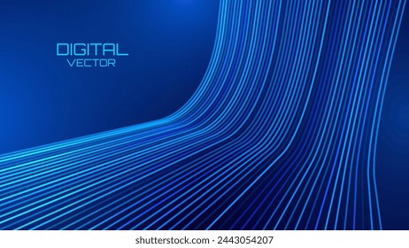 Fondo de diseño de líneas elegantes de lujo. Efecto Líneas de brillo de la tecnología cibernética. Plantilla de fondo de alta tecnología. Líneas de transferencia de datos. Ilustración vectorial.