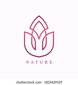Luxury elegant lotus logo linear line art style. Flower symbol. Beauty, spa, salon, cosmetics or boutique logo and more business.