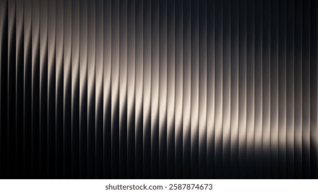 Luxury elegant metal ribbed surface background with gradient waves and soft reflections in retrofuturistic style for dynamic industrial design, high-tech aesthetic or trendy visual art project. Vector