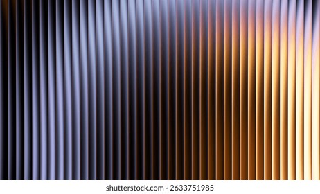Luxury elegant metal ribbed surface background with gradient waves and soft reflections in retrofuturistic style for dynamic industrial design, high-tech aesthetic or trendy visual art project. Vector