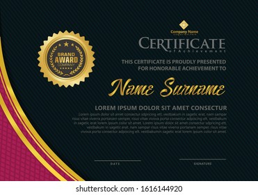 luxury and elegant modern certificate template with texture pattern background.