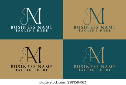 Diseño de logotipo elegante de AM en monograma icono de diseño de vectores completo editable