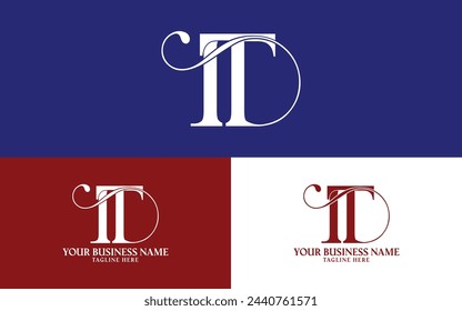 Icono elegante del diseño del logotipo del monograma de IT de lujo plantilla vectorial completa editable