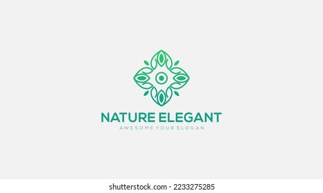 Modelo de ilustración de diseño con logotipo elegante para la naturaleza de lujo