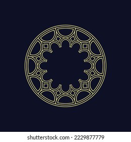 luxury elegant navy light yellow circle pattern frame