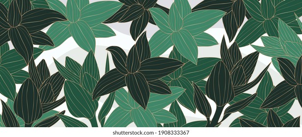 Lujosas orquídeas elegantes con motivos florales y fondo negro. Diseño de fondo de pared de flores tópicas, Tejido, diseño de superficie. Ilustración vectorial.