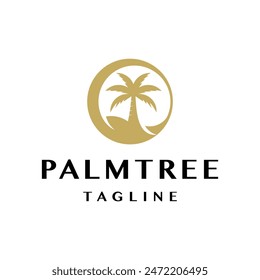 Luxury Elegant Palm Coconut Tree Tropical Nature Park Silhouette Vector Logo Design