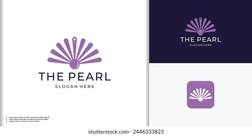 Luxury Elegant Pearl Shell Jewelry logo design vector