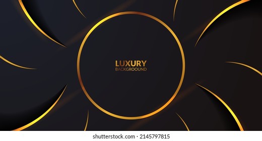 luxury elegant premium black dark with golden accent decoration banner background for winner award template