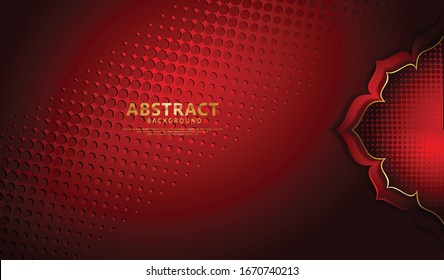 luxury and elegant red and gold flower lines 3d effect on texture pattern background,