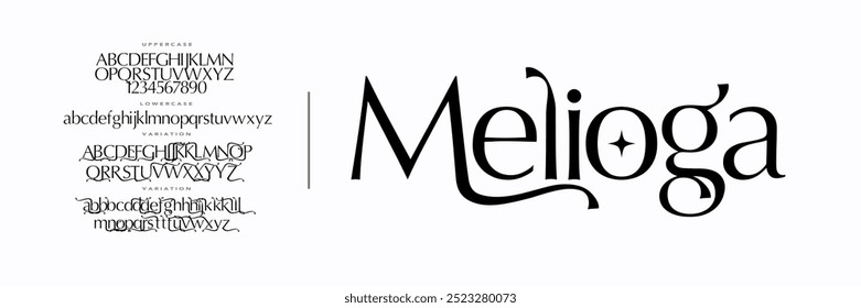 Luxury Elegant Romantic font alphabet regular. Typography beautiful fashion  classic letters serif fonts decorative wedding vintage logos. Uppercase,Lowercase and Number. vector illustration