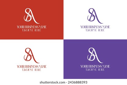 Icono de diseño de logotipo de monograma de lujo elegante SA plantilla vectorial completa editable