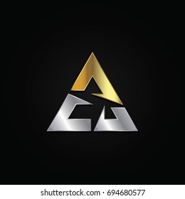 Luxury Elegant Silver Gold Triangle Logo Symbol