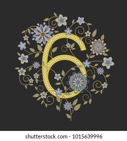 Luxury elegant sophisticated floral background for banners or greeting cards for 6 th anniversary. Flower pattern in the circle.