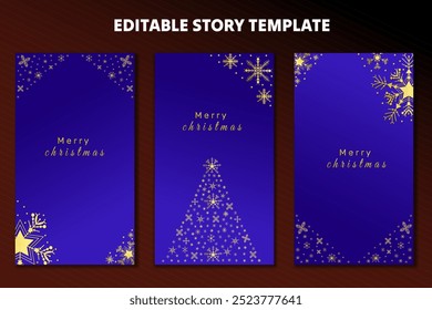 luxury elegant for stories collection for christmas editable template for greetings card and stories background template with blue gradient