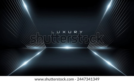 Luxury Elegant Super Car Automobile Urban Design Background. Premium Black Silver Metallic Shine lines Effect Display showroom in store. Luxurious Brand Royal High Standard Award Background Template