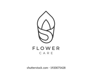 Luxury Elegant Tulip Flower Logo Linear Line Art Style. Flower Symbol. Beauty, Spa, Salon, Cosmetics Or Boutique Logo And More Business.