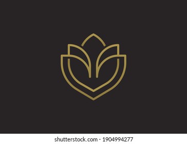 Luxury Elegant Tulip Gold Logo Linear Stock Vector (Royalty Free ...