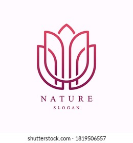 Luxury elegant tulip logo linear line art style. Flower symbol. Beauty, spa, salon, cosmetics or boutique logo and more business.