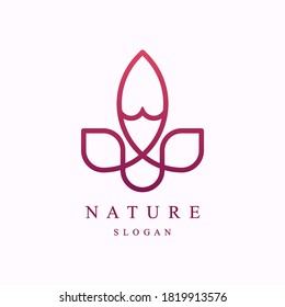Luxury elegant tulip logo linear line art style. Flower symbol. Beauty, spa, salon, cosmetics or boutique logo and more business.