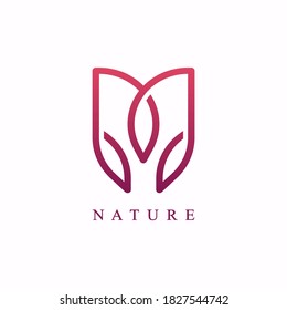 Luxury elegant tulip logo linear line art style. Flower symbol. Beauty, spa, salon, cosmetics or boutique logo and more business.