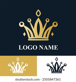 Luxury Elegant Unique Queen Crown Logo Vector Template for Beauty Cosmetic, Skincare, Salon, Woman Fashion Company