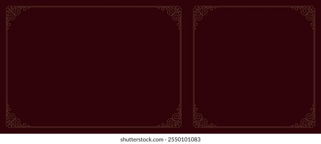 Luxo elegante vitoriano antigo ornamento quadro borda com canto definir ilustração vetorial. Elemento de design caligráfico ornamentado dourado de redemoinho premium para decoração de texto menu de restaurante