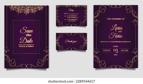 luxury elegant wedding invitation card design set