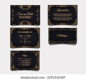 luxury elegant wedding invitation card design set