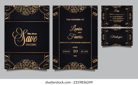 luxury elegant wedding invitation card set