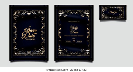 luxury elegant wedding invitation card design set