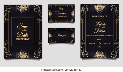 luxury elegant wedding invitation card design set