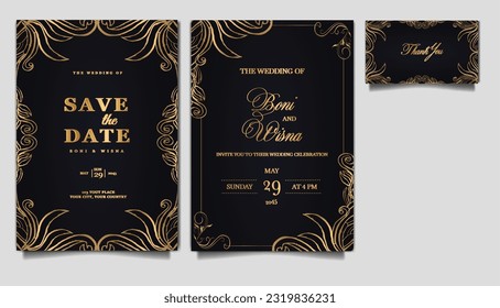 luxury elegant wedding invitation set