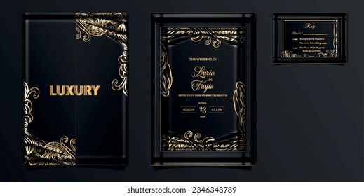 luxury elegant wedding invitation set