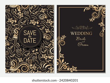 luxury elegant wedding invitation set; ornament,wedding,element,vintage,very elegant,anniversary