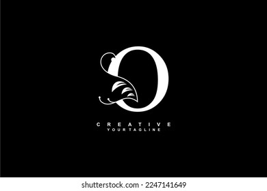Luxury elegant white O letter logo design with beautiful flourish ornament. monogram O. typography O. suitable for business logos, companies, brands, boutiques, hotels, etc