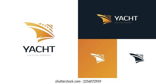 Luxury and Elegant Yacht Logo Design. Cruise, Ship Logo for Travel and Tourism Industry Logo