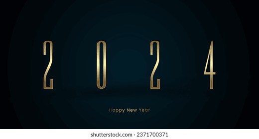 Diseño de banner de lujo y elegrante 2024 Happy New Year, Premium 2024 para celebrar el Año Nuevo