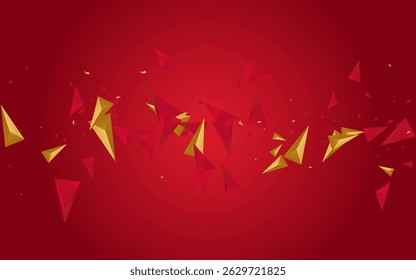 Elementos de lujo de Vector minimalista de fondo rosa. Decoración de Tecnología. Patrón de triángulo gráfico rojo y dorado. Plantilla geométrica.