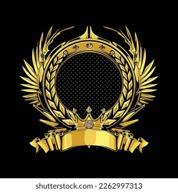 luxury emblem gradient gold crown logo vector