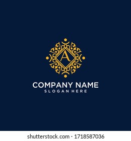 emblema de lujo con diseño inicial de logotipo