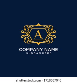 luxury emblem with initial logo design